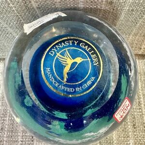 Dynasty Gallery  Blue and Green Art Glass Paperweight